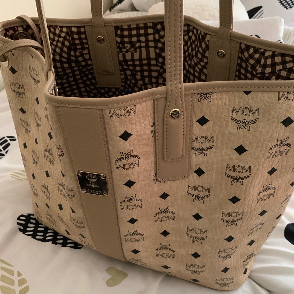 Beige MCM Tote Bag